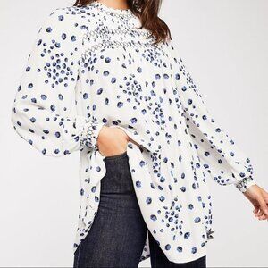 FREE PEOPLE White Flowers in Her Hair Printed Tunic Top S